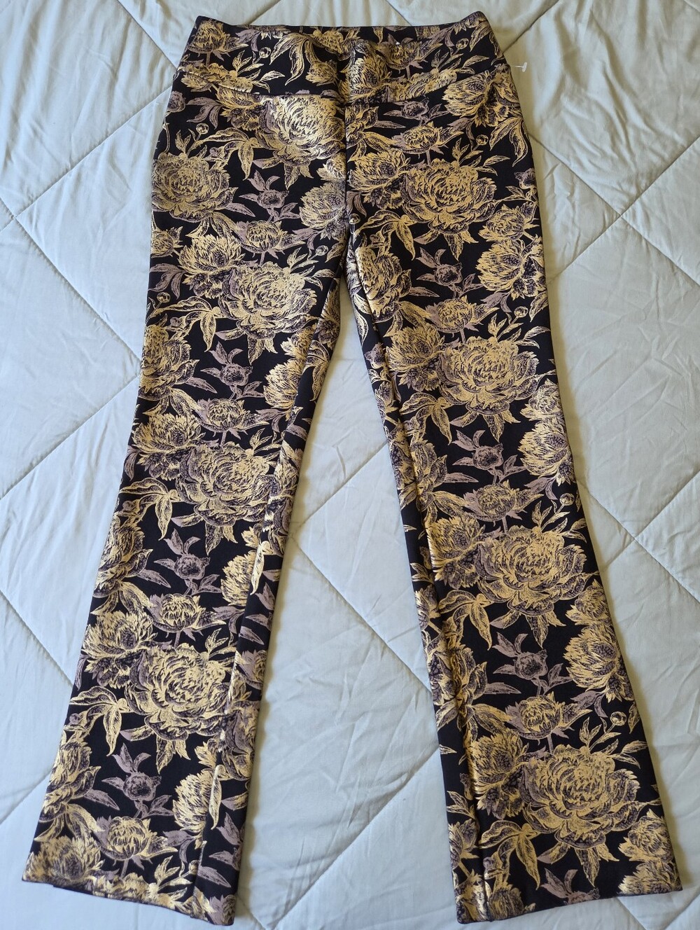 Soft Surroundings Whimsigoth Metallic Gold Floral Pants Small